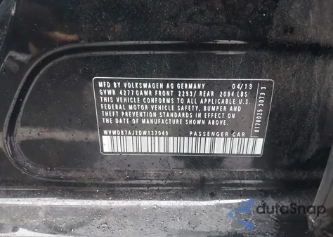 2013 Volkswagen Golf 2.5L 4-Door from USA, damaged, VIN WVWDB7AJ2DW137049